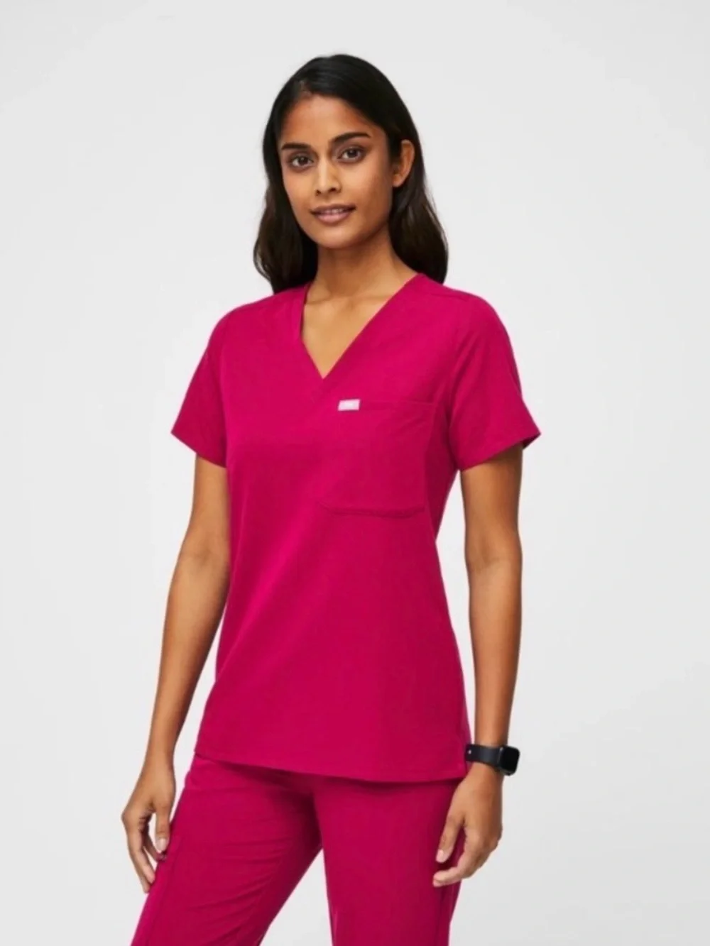 FIGS Ultra Rose Catarina Scrub Top & High Waisted Zamora Jogger Set - Picture 2 of 10